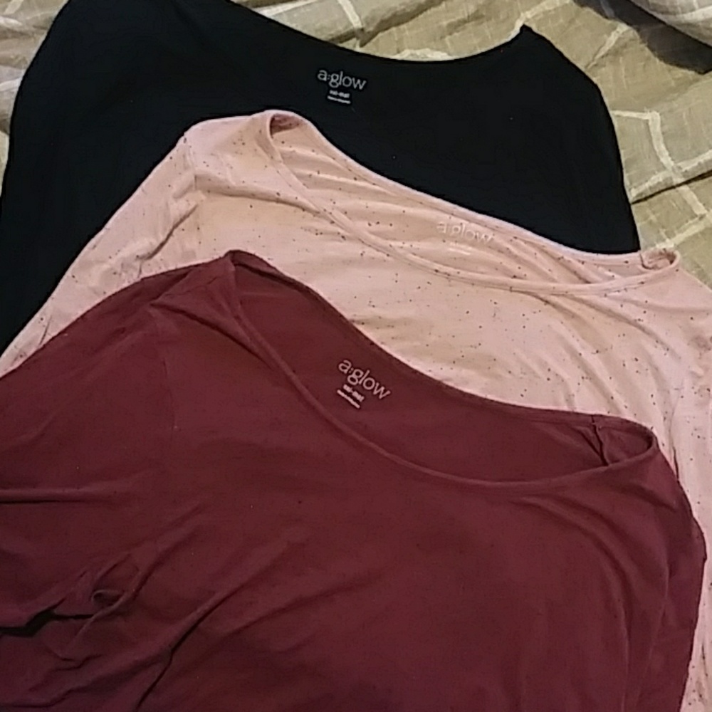 Set of 3 AGlow Maternity Scoop Neck tees.